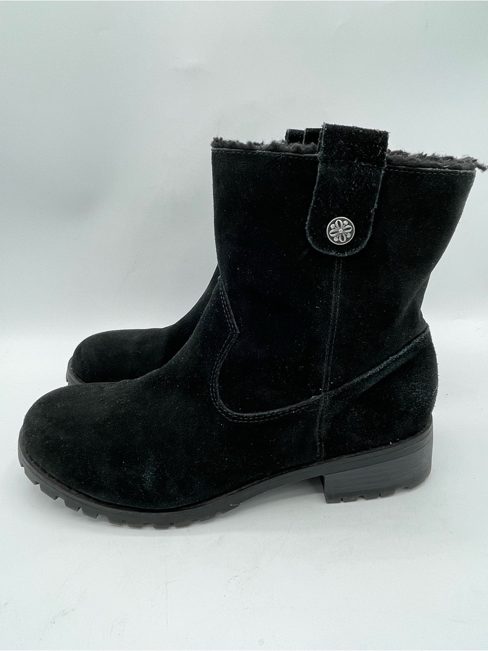 Bjorndal Aspen Black Suede Fleece-Lined Short Winter Boots